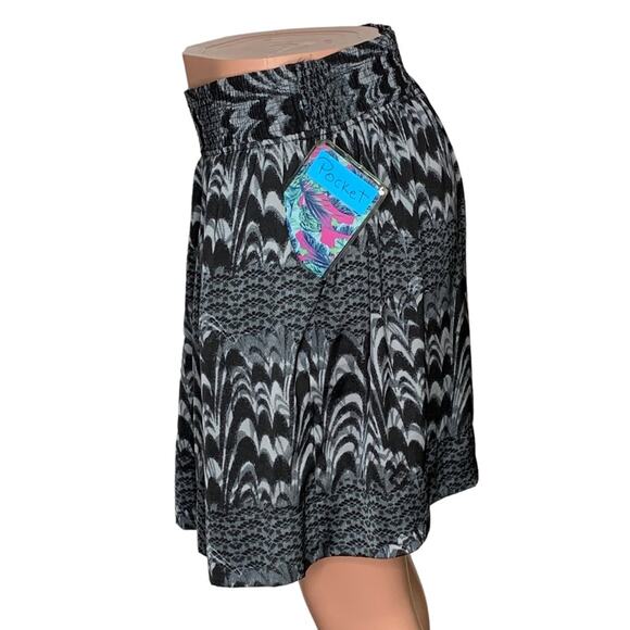 Banana Republic Skirt Elastic Waistband Side Pockets Black/Gray Size L - Picture 6 of 12